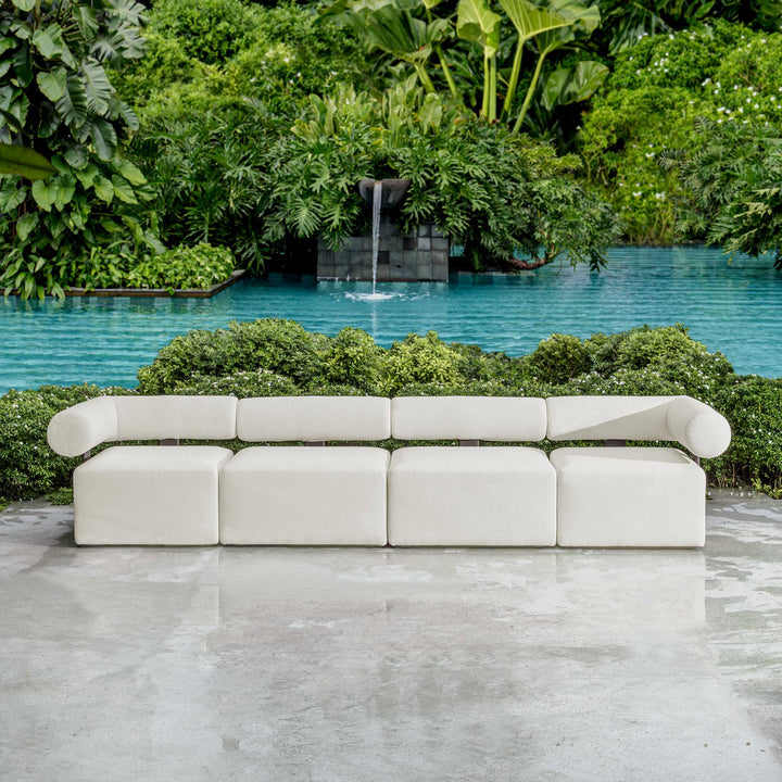 American Home Furniture Uttermost Bolster Back White Outdoor Corner Sofa