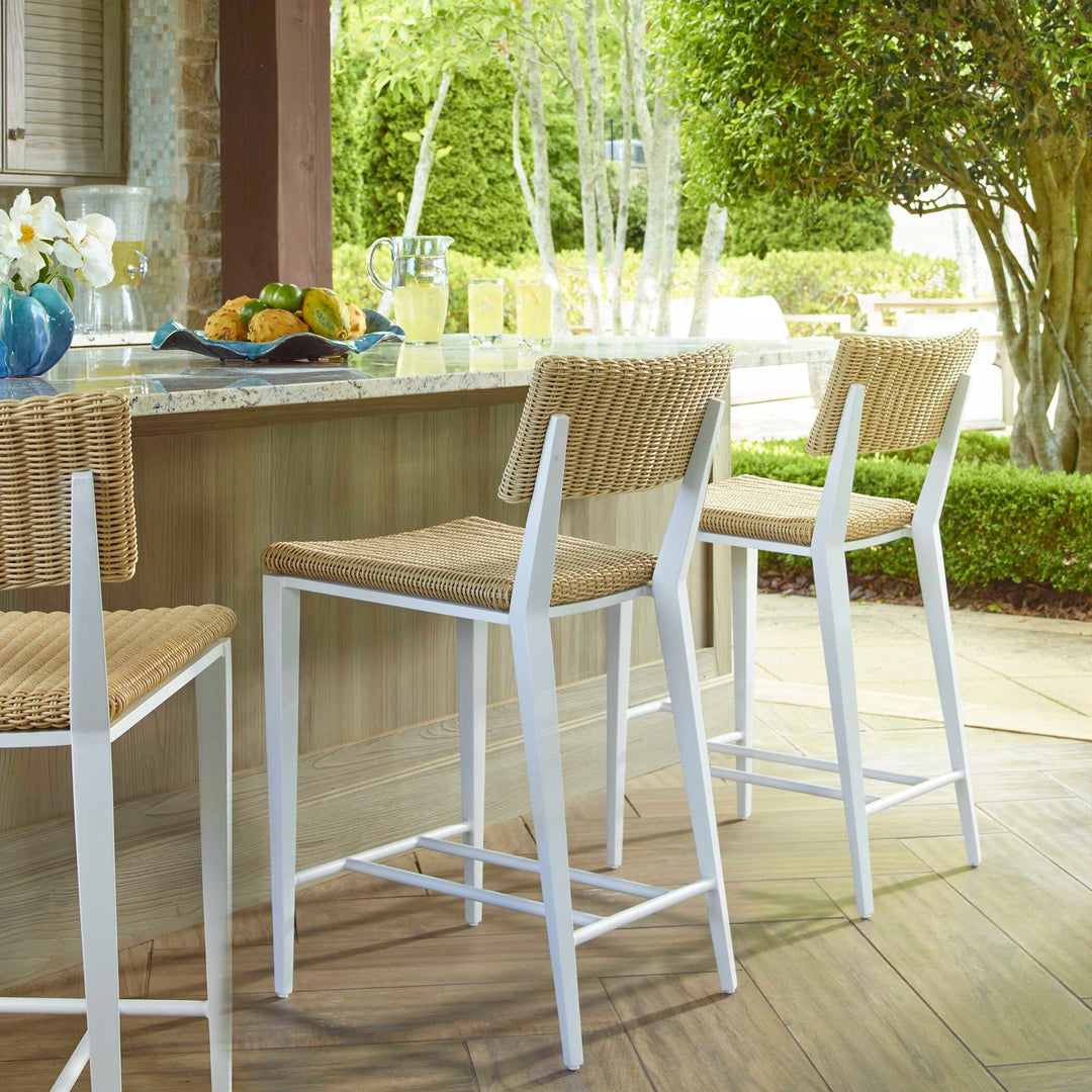 American Home Furniture Uttermost Calbas White Outdoor Counter Stool