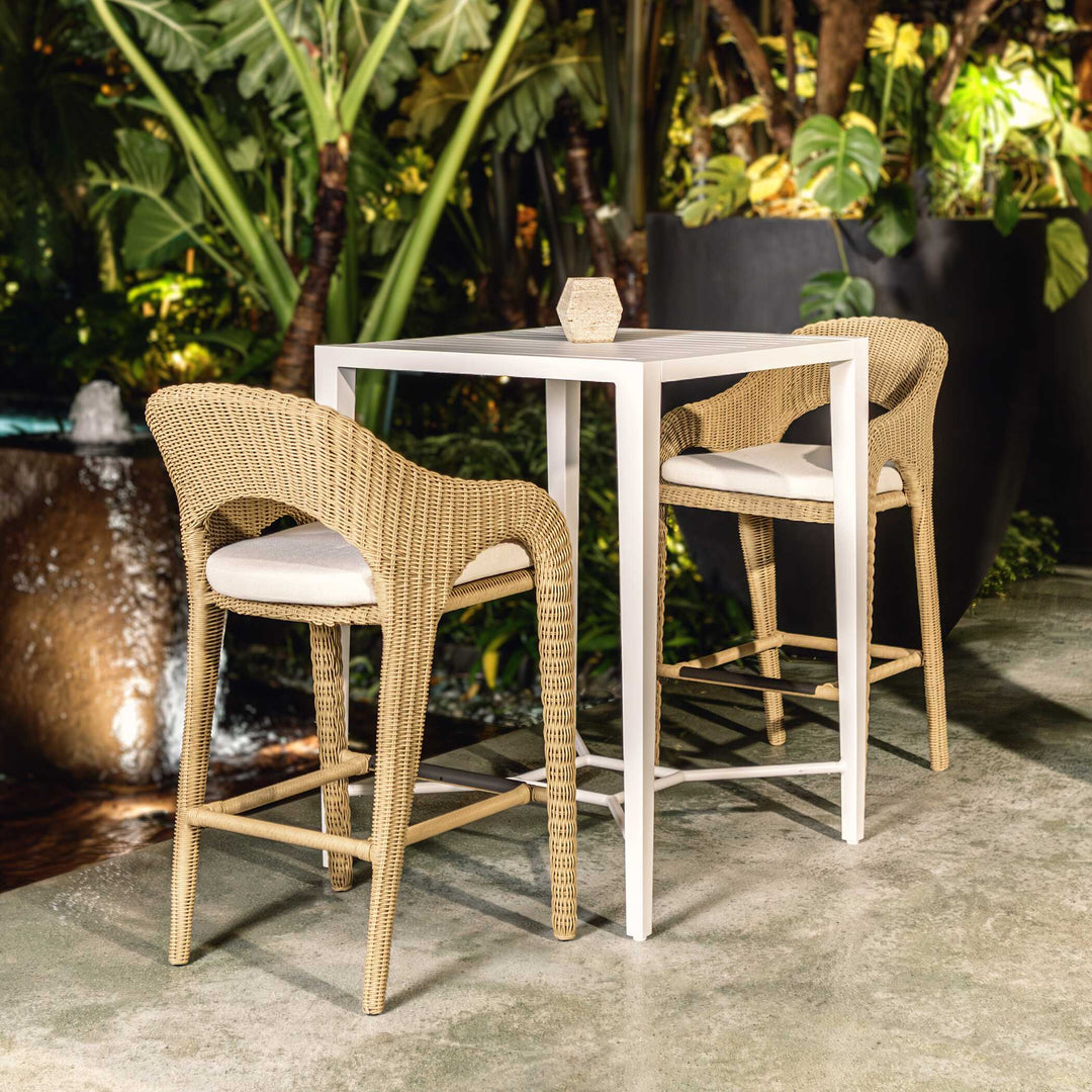 American Home Furniture Uttermost Montellano White Outdoor Bar Table