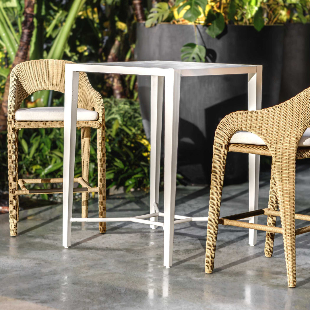 American Home Furniture Uttermost Montellano White Outdoor Bar Table