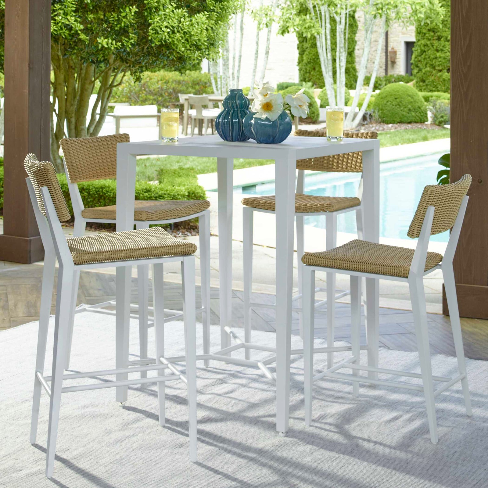 American Home Furniture Uttermost Montellano White Outdoor Bar Table