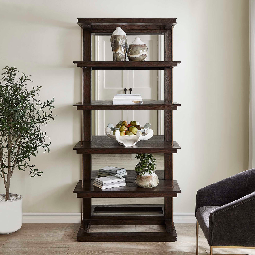 American Home Furniture Uttermost Kai Dark Walnut Etagere