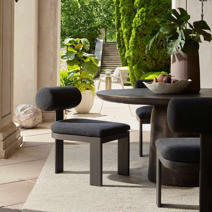 American Home Furniture Uttermost Bolster Back Charcoal Outdoor Dining Chair Set of 2