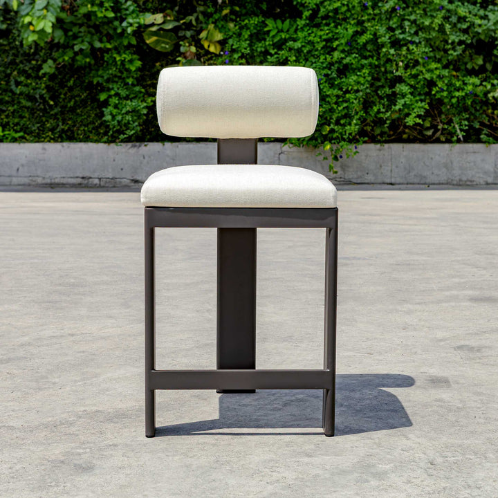 American Home Furniture Uttermost Bolster Back White Outdoor Counter Stool
