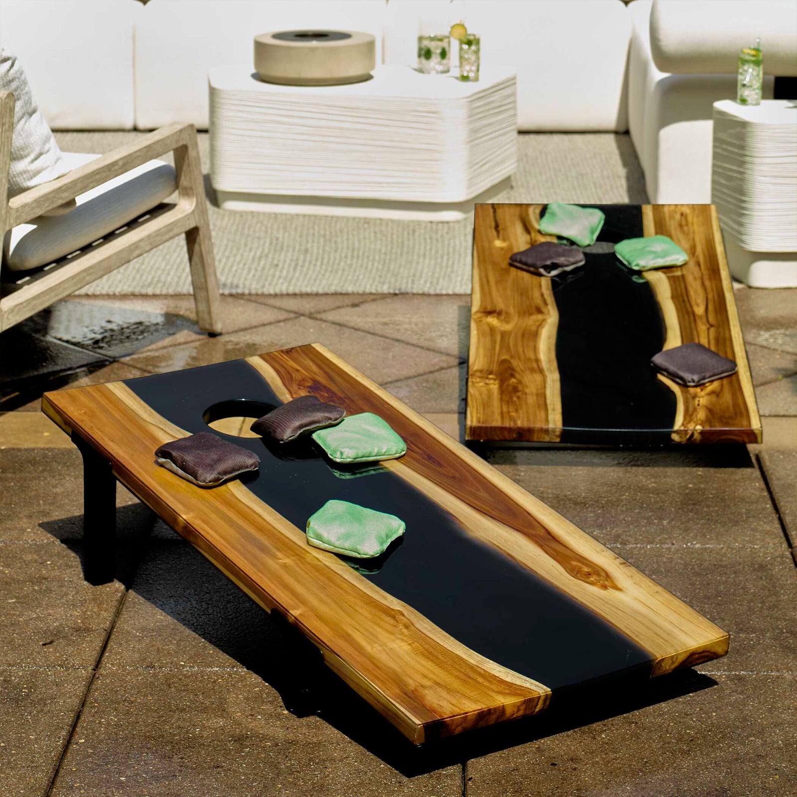 American Home Furniture Uttermost Clearwood Black Cornhole Game Set of 2