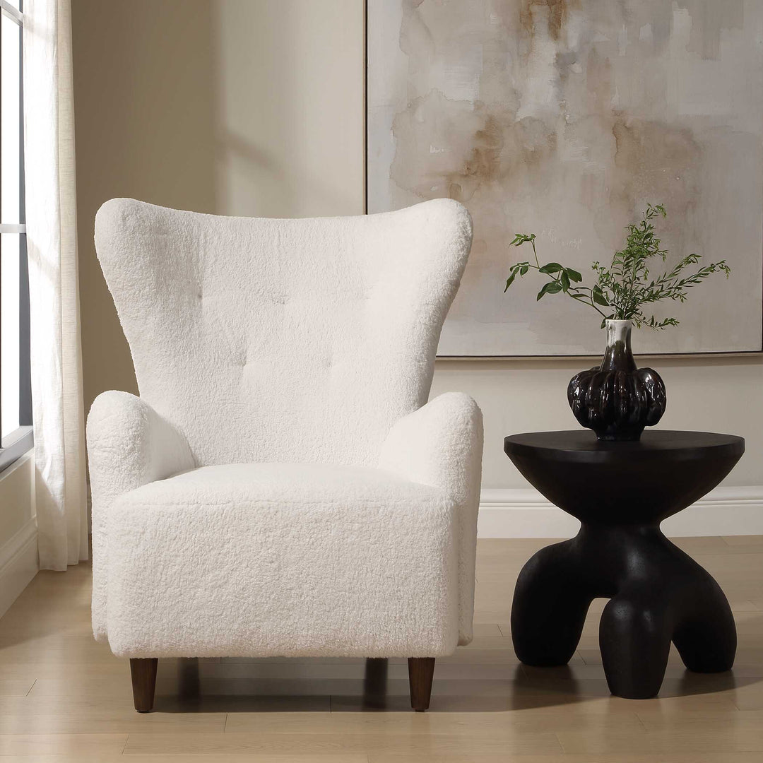 Ingel White Wingback Armchair