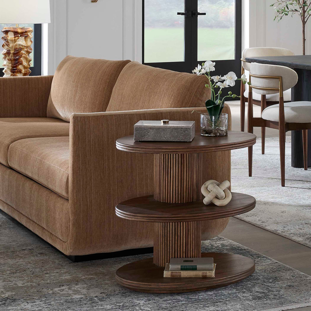 Top Tier Oval Walnut Side Table