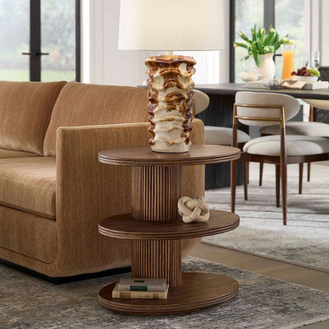 Top Tier Oval Walnut Side Table