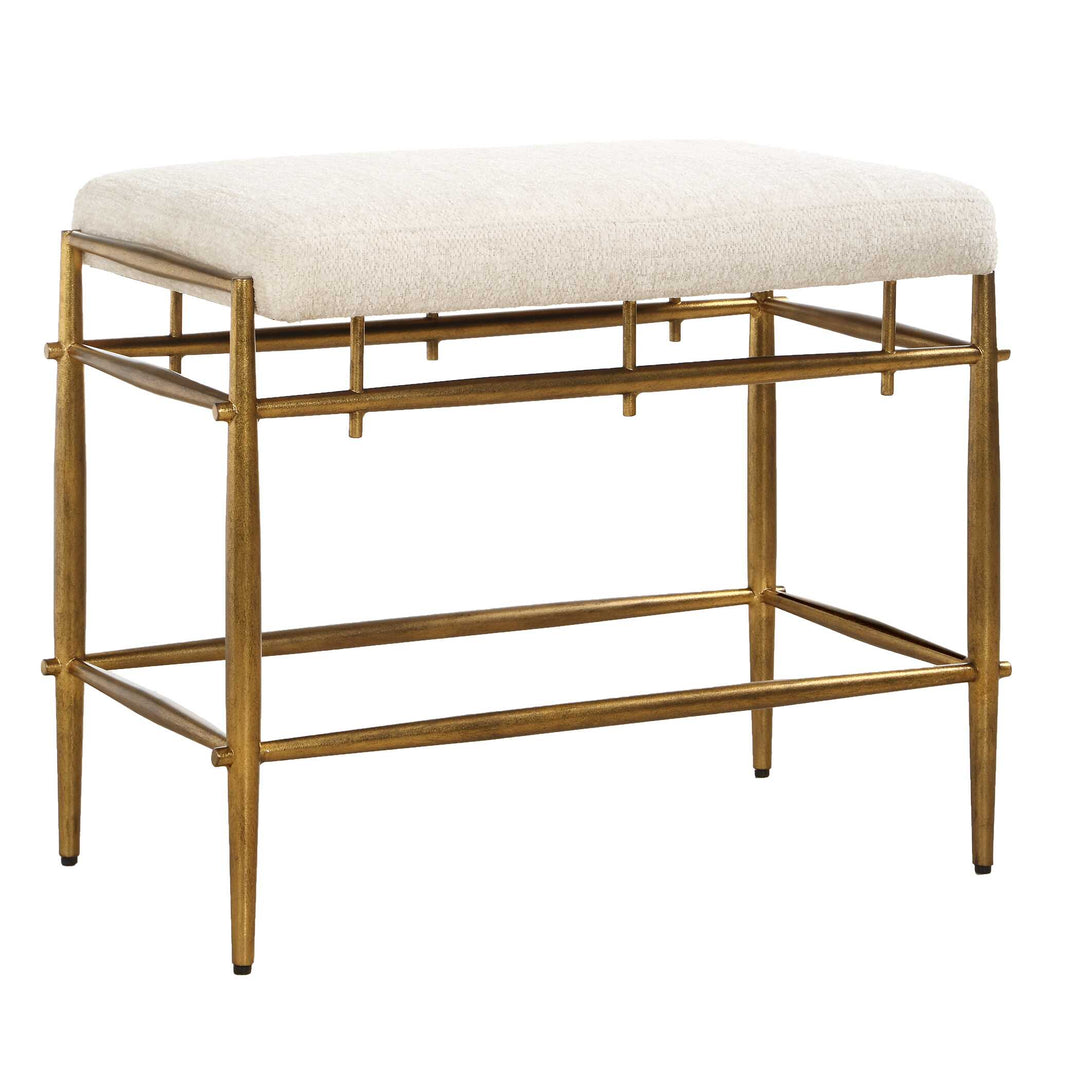 Karleen Plush White Small Brass Bench