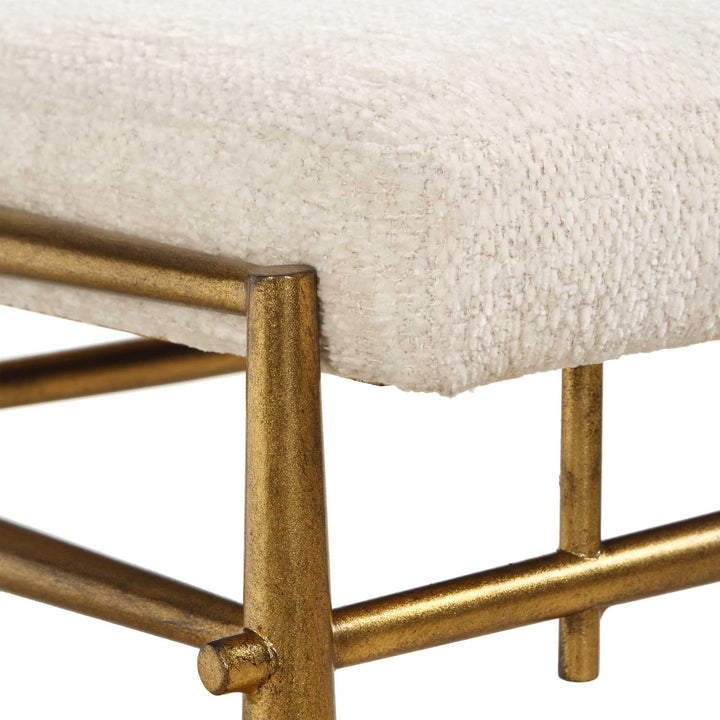 Karleen Plush White Small Brass Bench