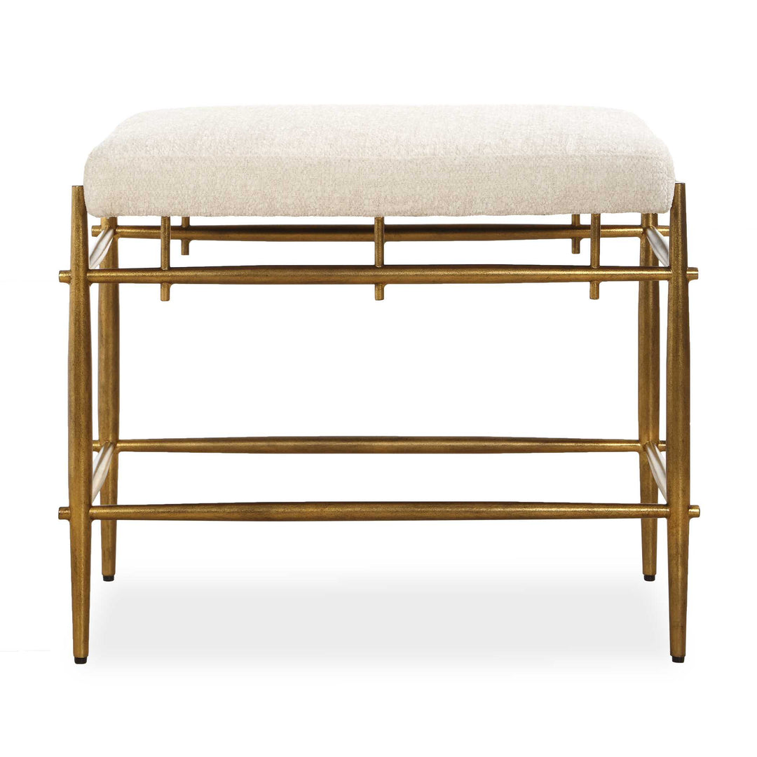 Karleen Plush White Small Brass Bench