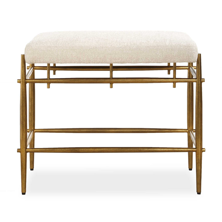Karleen Plush White Small Brass Bench