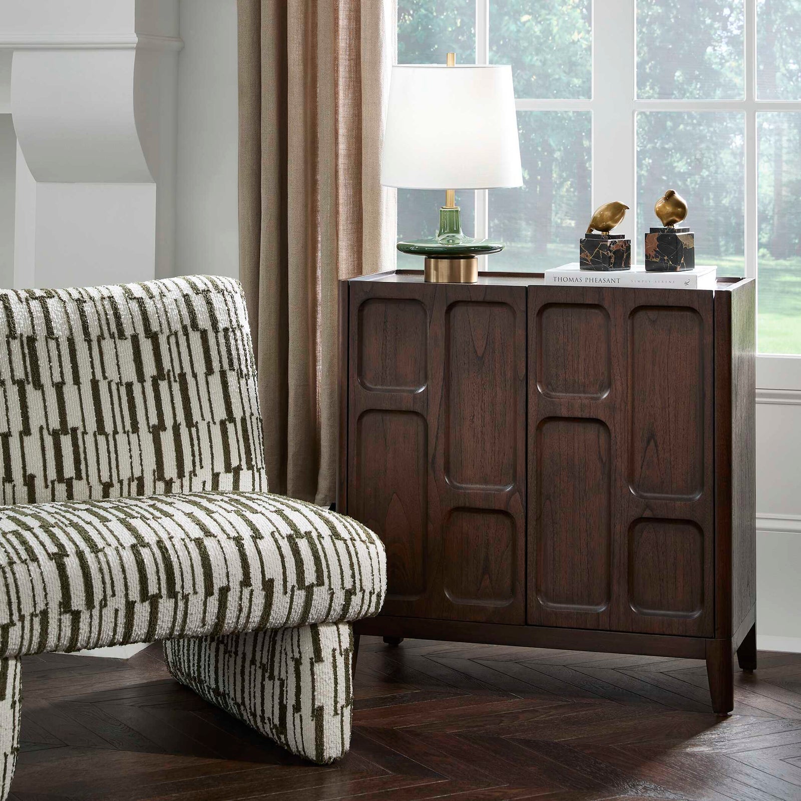 On The Block 2 Door Walnut Cabinet