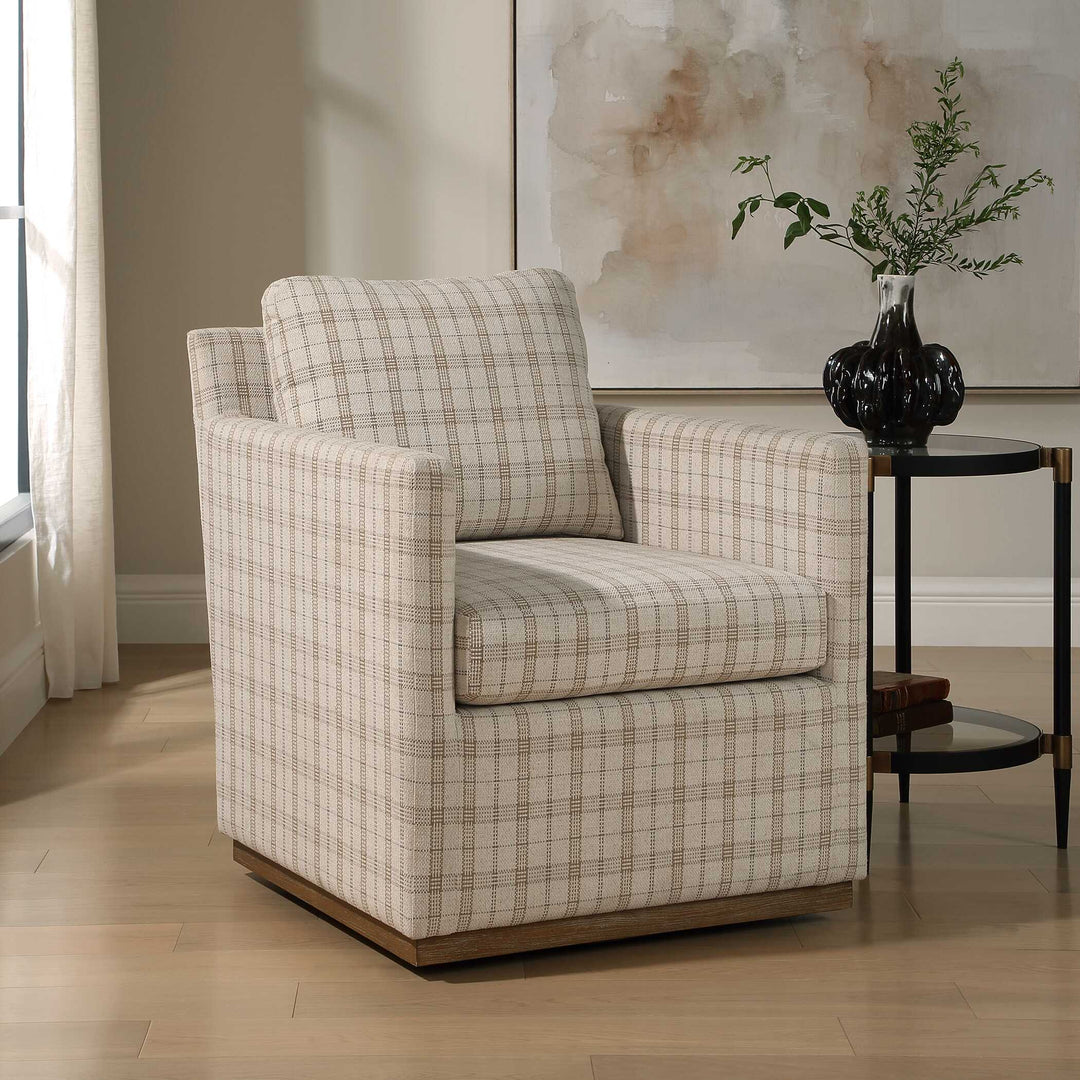 Basie Casual Linen Swivel Chair