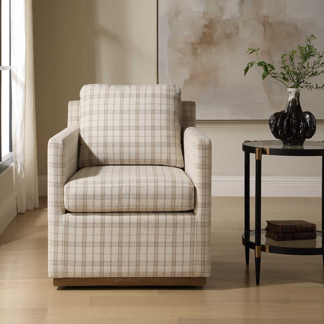 Basie Casual Linen Swivel Chair