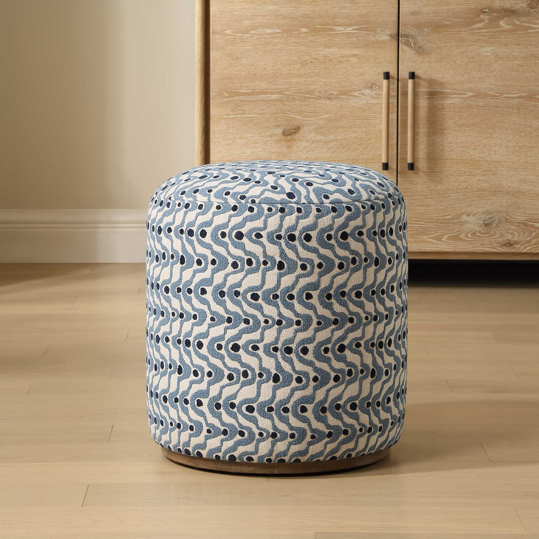 Cas Blue Fabric Ottoman