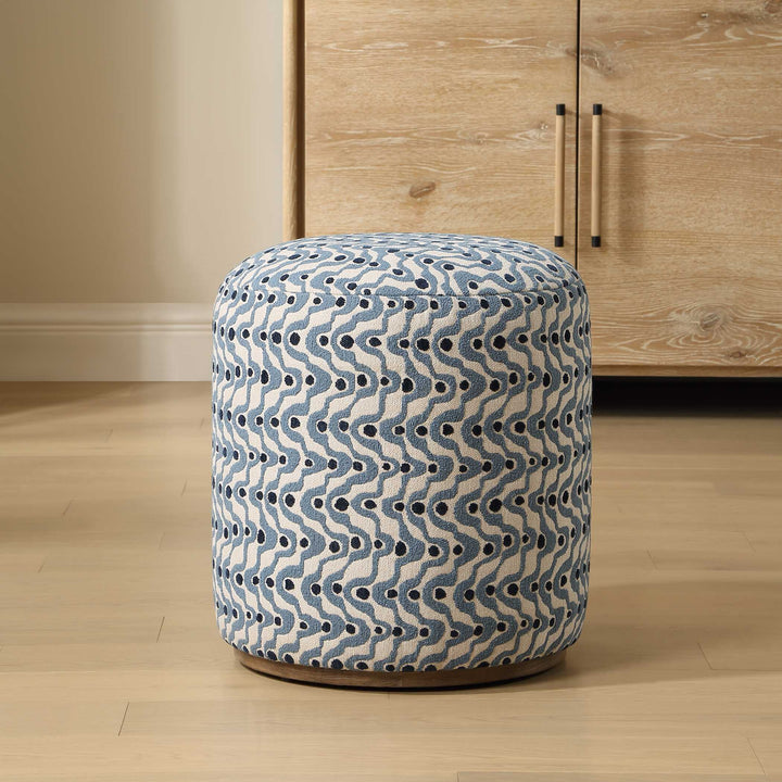 Cas Blue Fabric Ottoman