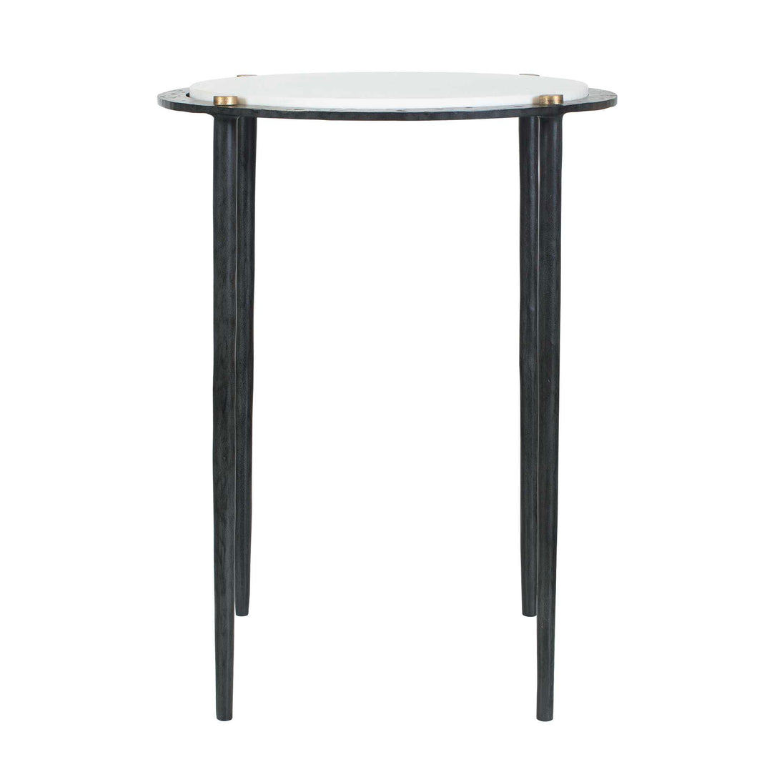Wren Round White Marble Accent Table