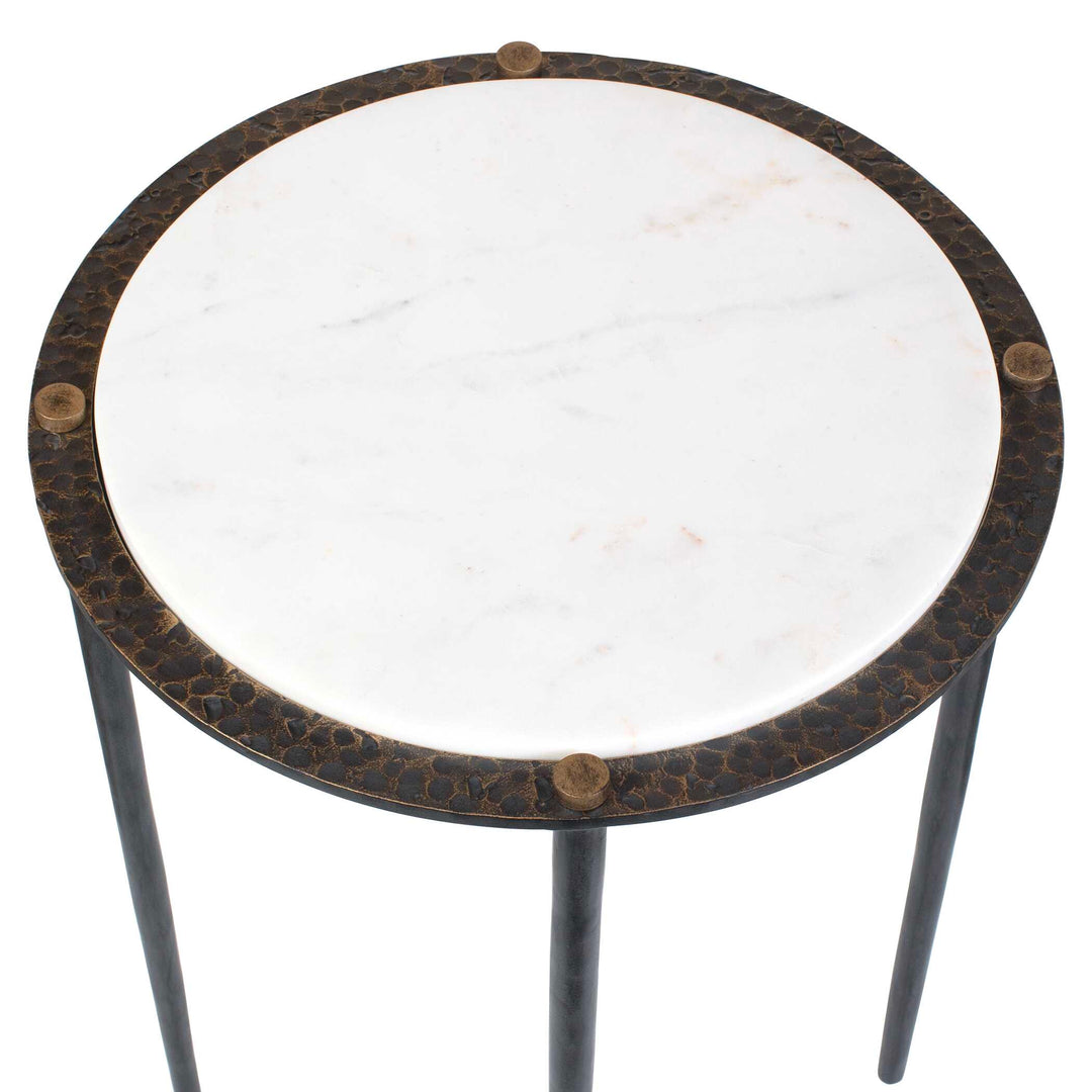 Wren Round White Marble Accent Table