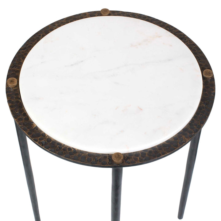 Wren Round White Marble Accent Table