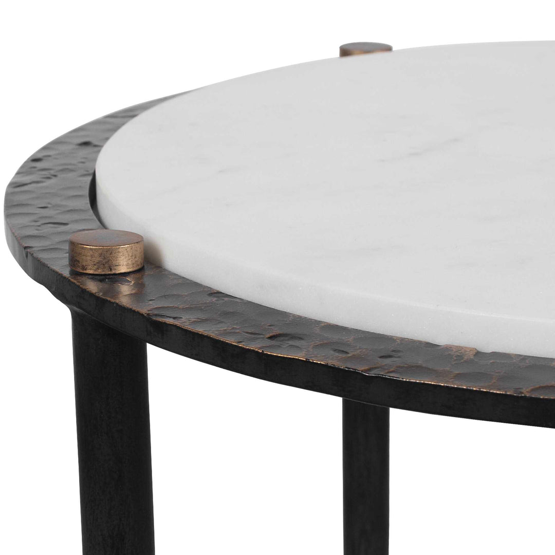 Wren Round White Marble Accent Table