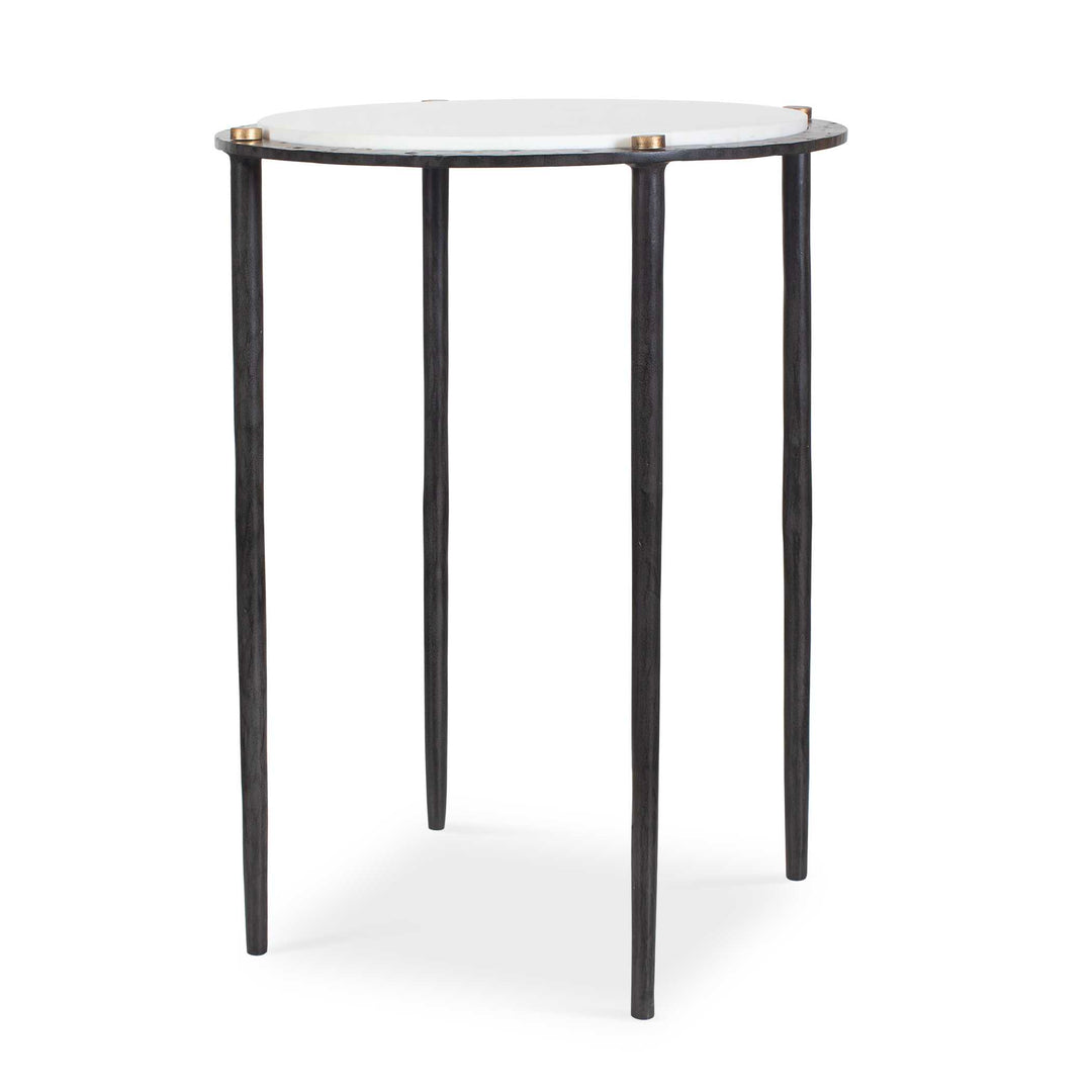Wren Round White Marble Accent Table
