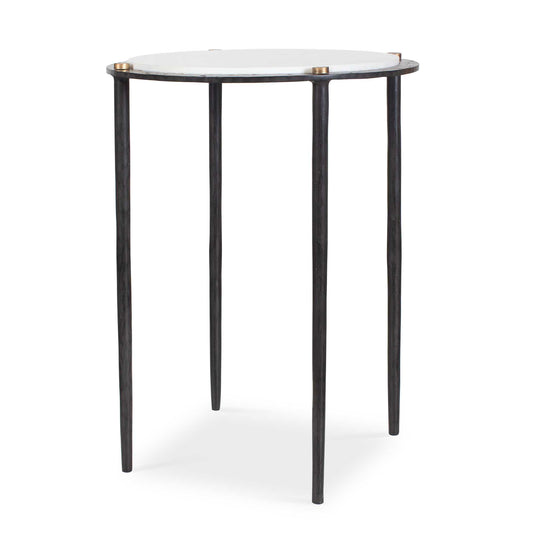 Wren Round White Marble Accent Table