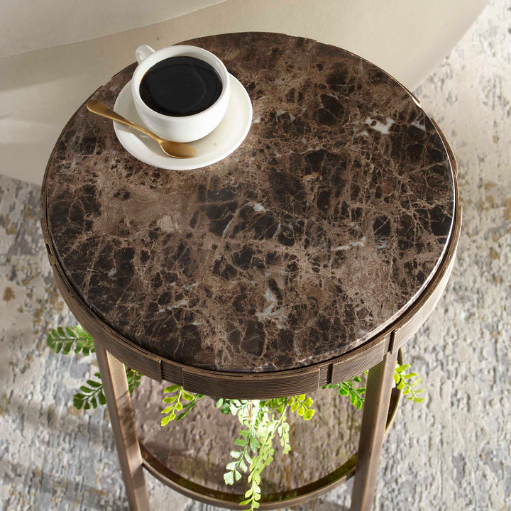 Cusano Round Dark Marble Accent Table