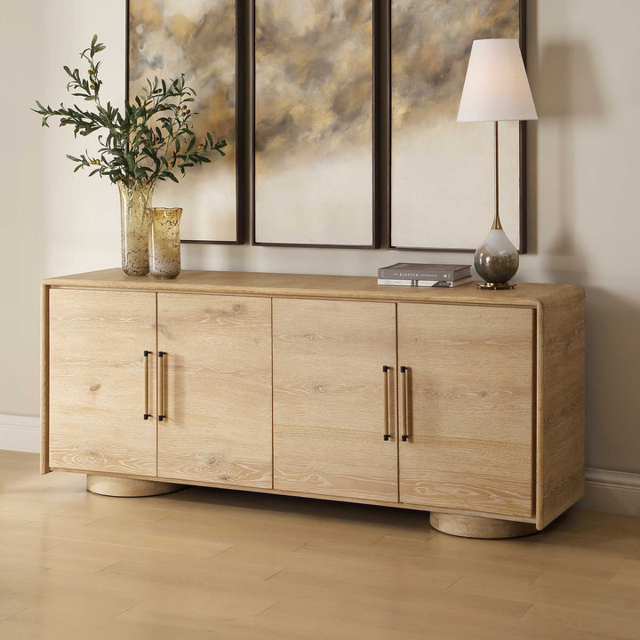 Evanston 4 Door Natural Oak Cabinet