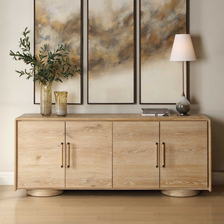 Evanston 4 Door Natural Oak Cabinet