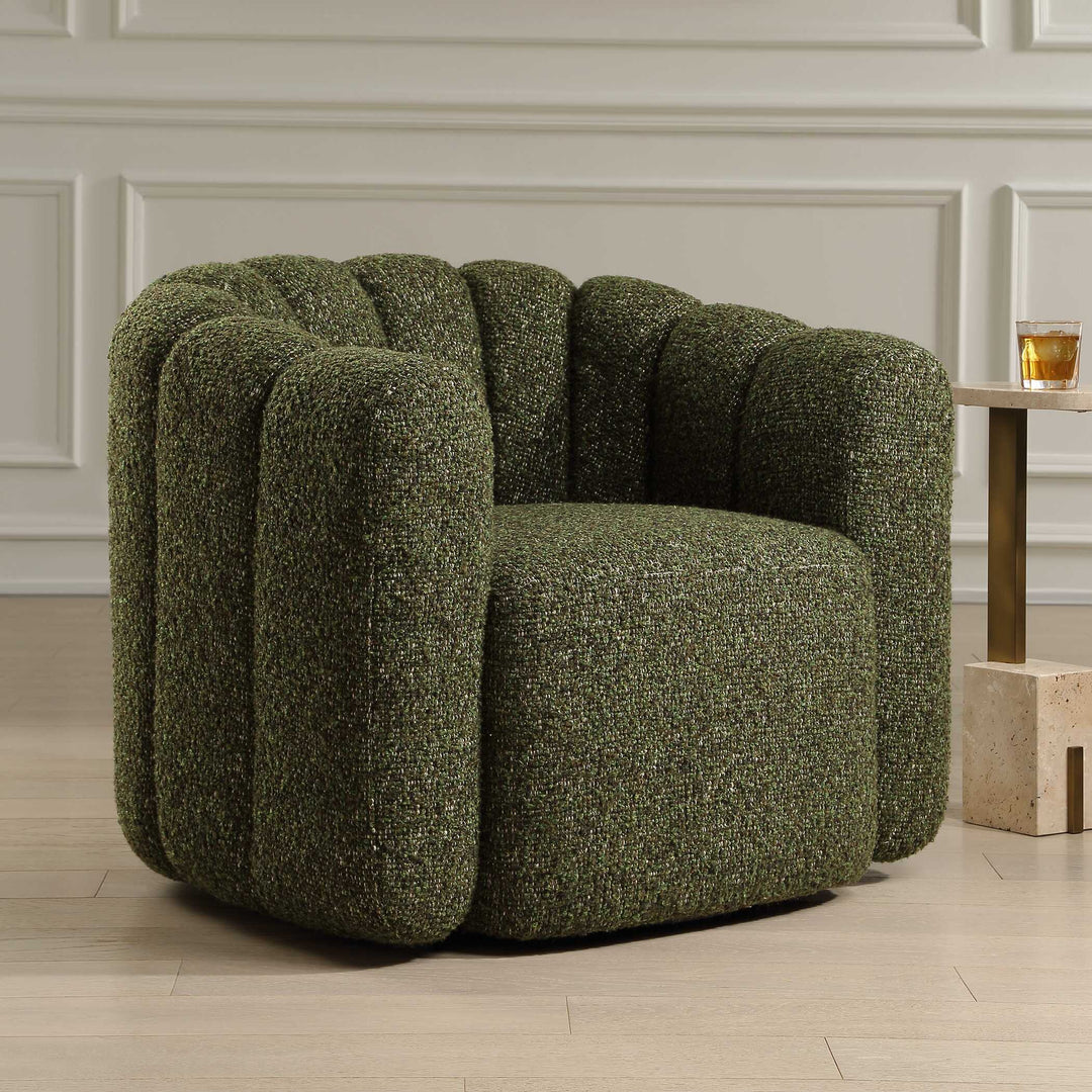 Lenoir Upholstered Green Swivel Chair