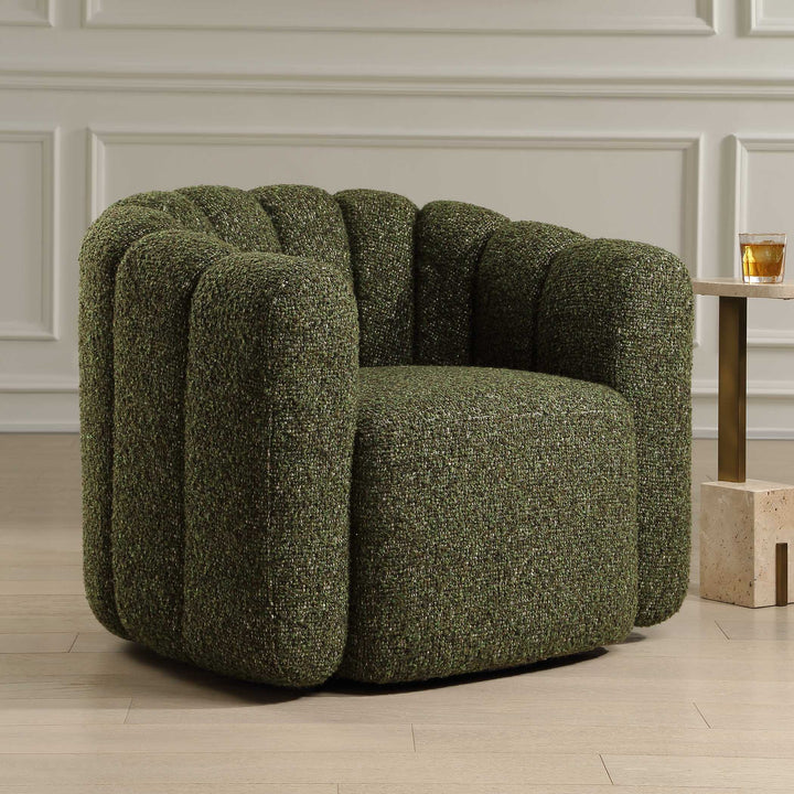 Lenoir Upholstered Green Swivel Chair