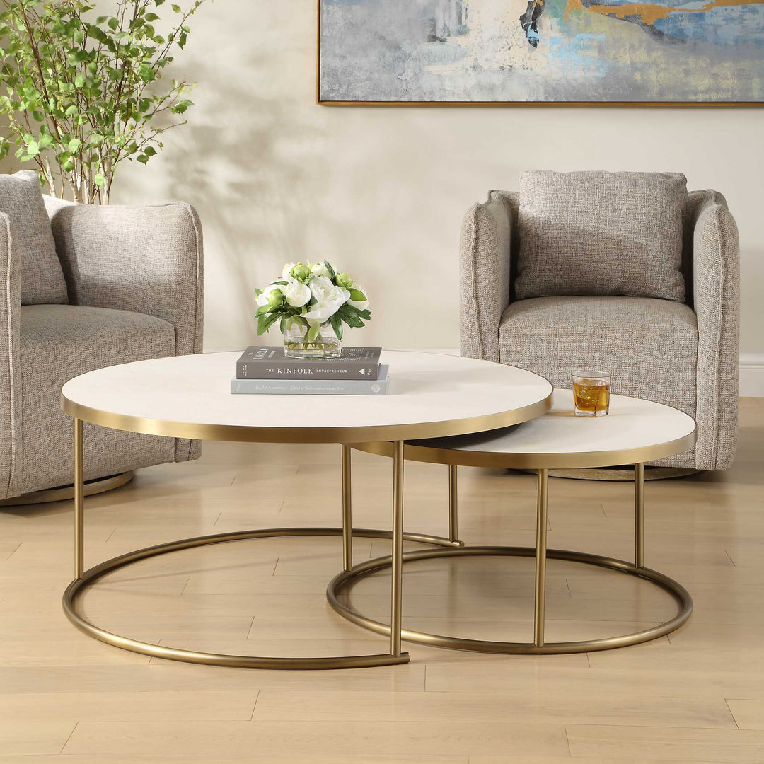 Aragon White Nesting Coffee Tables Set of 2
