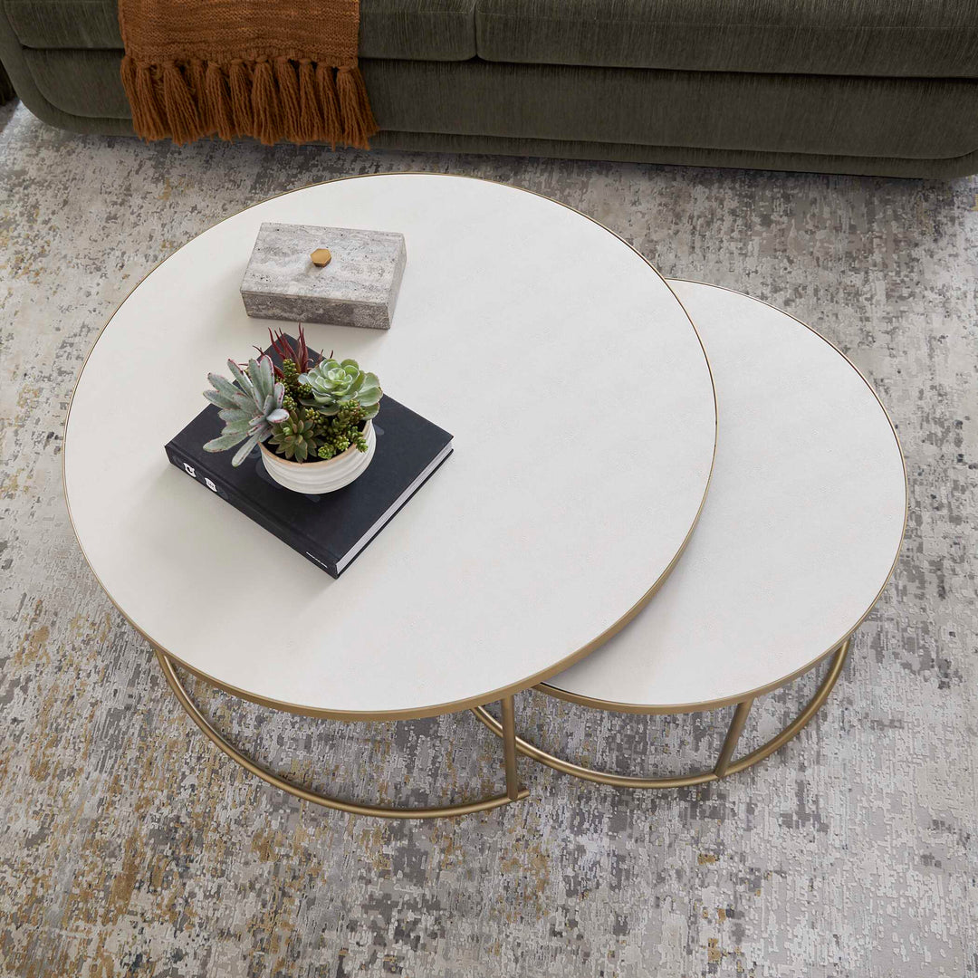 Aragon White Nesting Coffee Tables Set of 2