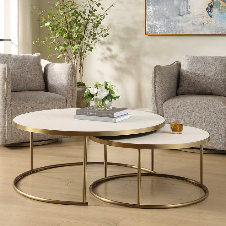 Aragon White Nesting Coffee Tables Set of 2