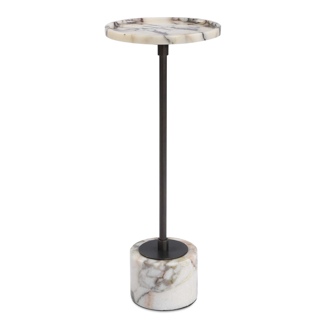 Brunson White Marble Drink Table