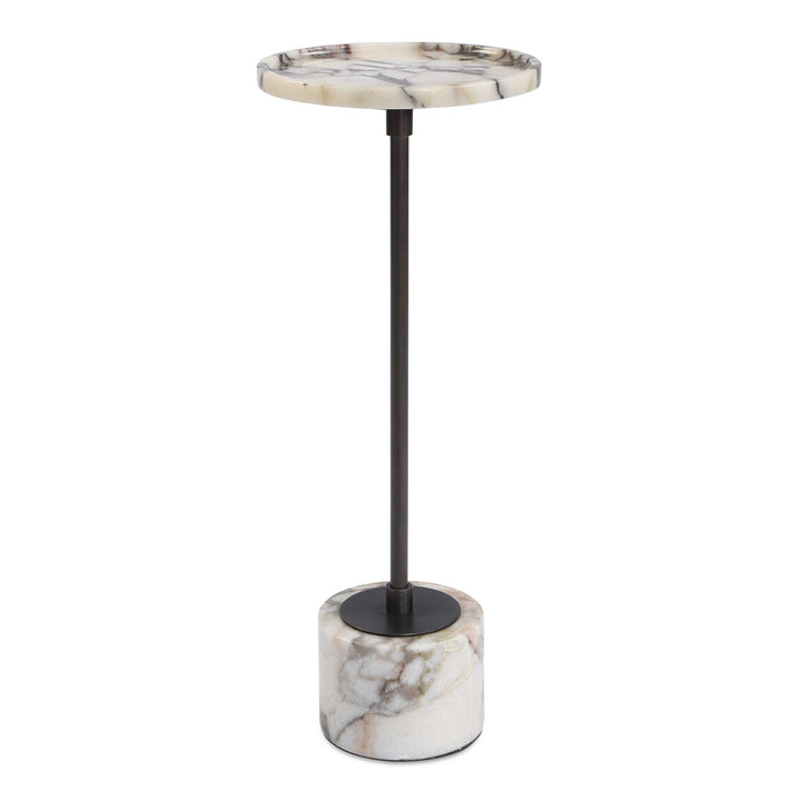 Brunson White Marble Drink Table