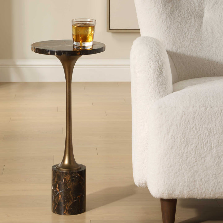 Karnes Dark Marble Drink Table