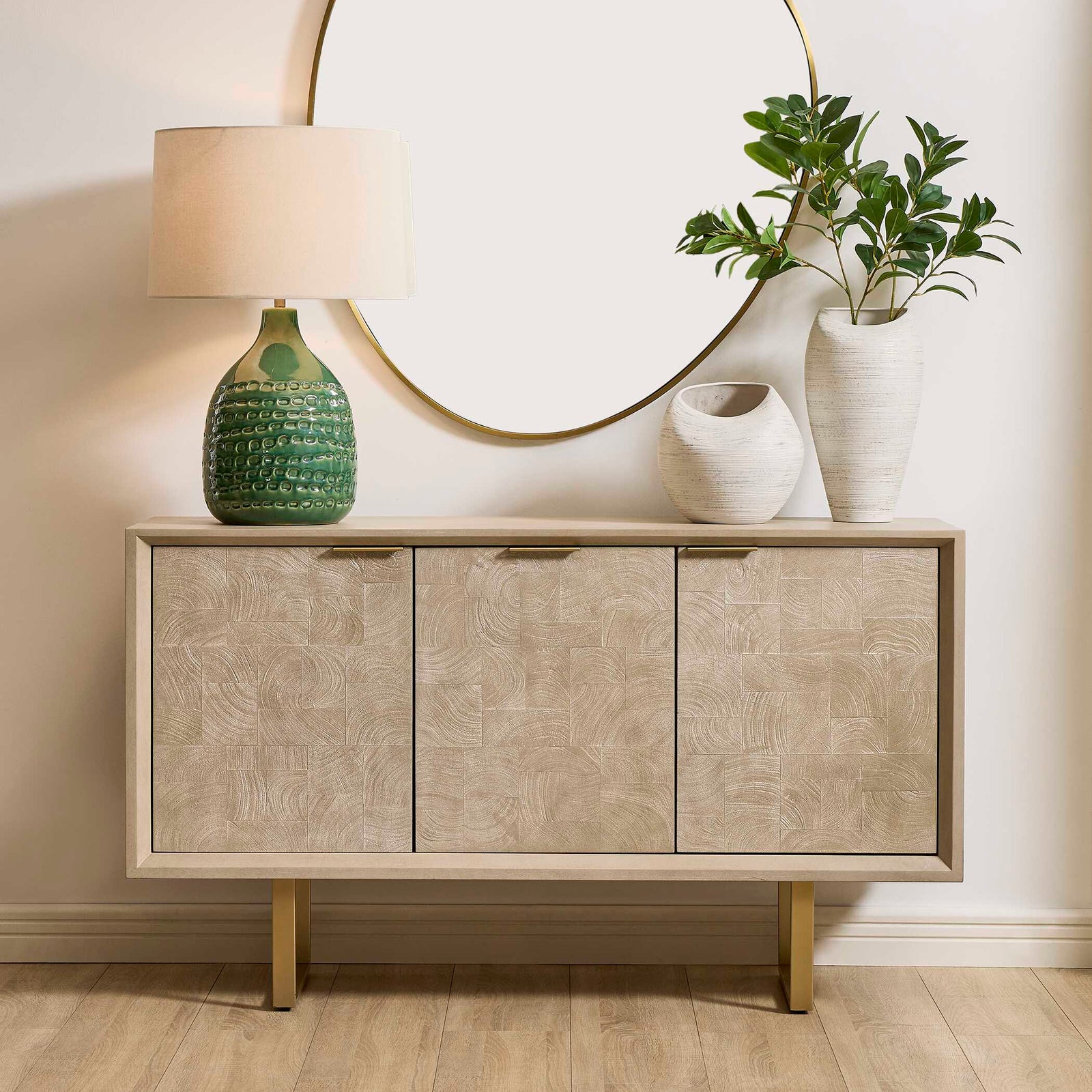 Maeva 3 Door Light Wood Cabinet