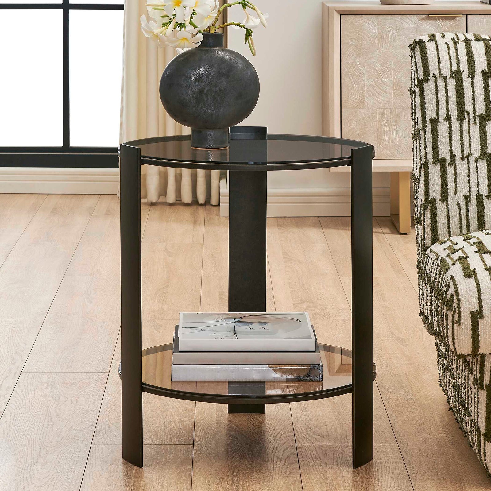 Hanson Bronze & Dark Glass Side Table