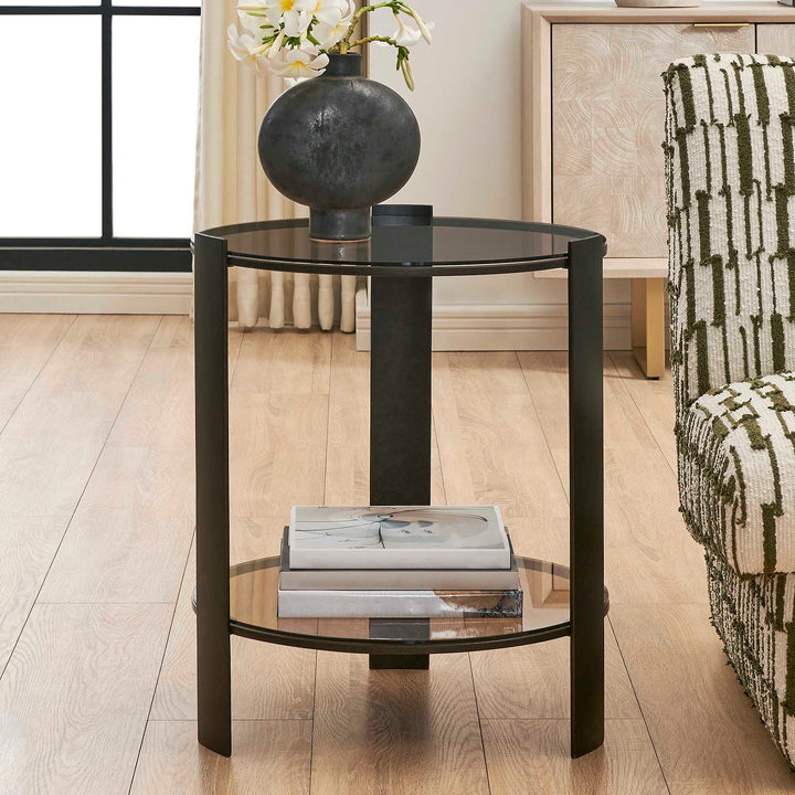 Hanson Bronze & Dark Glass Side Table
