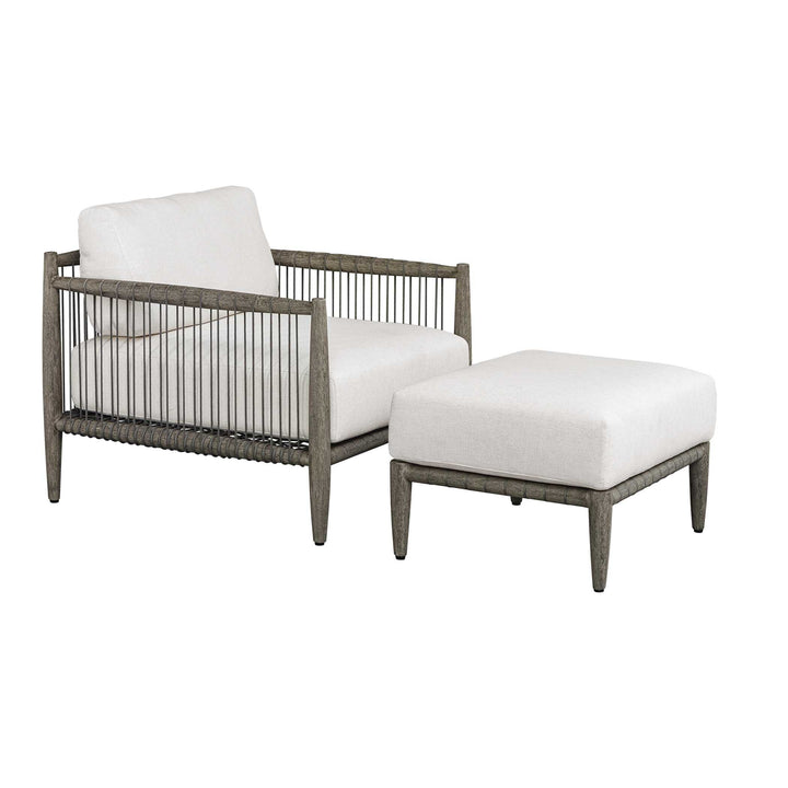 Borneo White Cushion Outdoor Ottoman