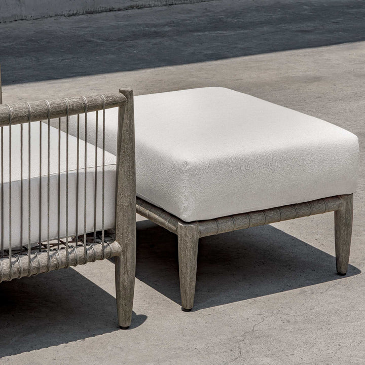 Borneo White Cushion Outdoor Ottoman