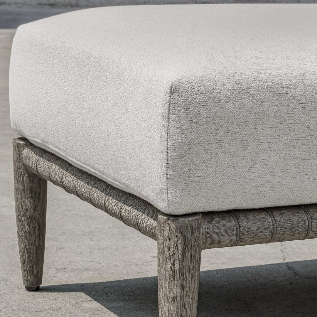 Borneo White Cushion Outdoor Ottoman