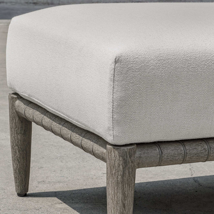 Borneo White Cushion Outdoor Ottoman