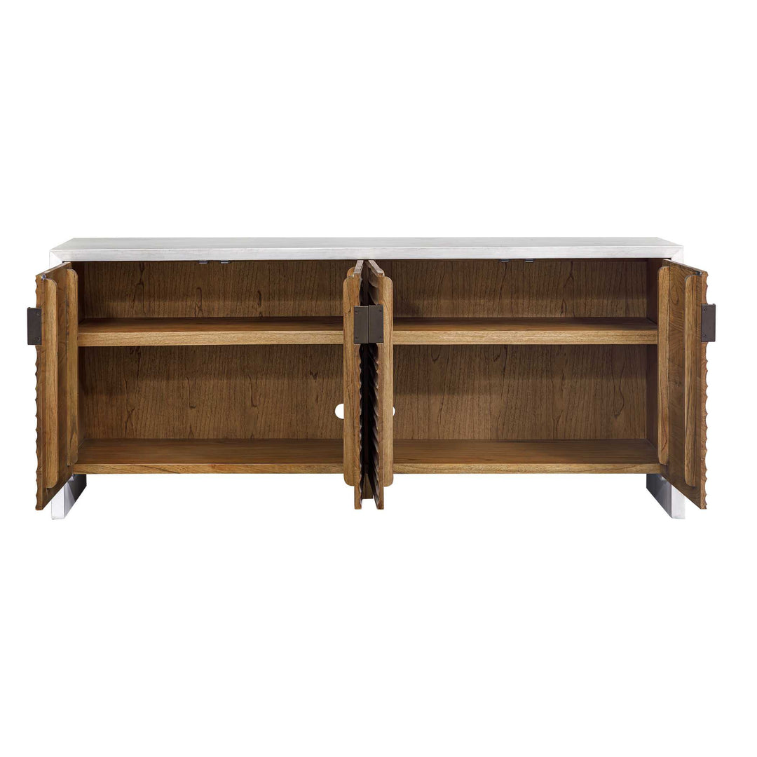 Brinson Carved Wood 4 Door Cabinet