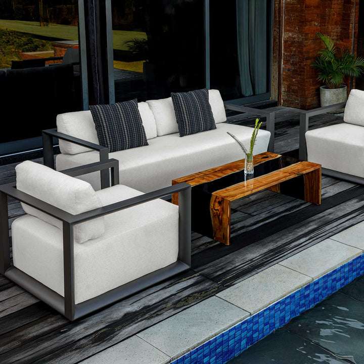 Remsen Outdoor Black/Oyster Sofa 