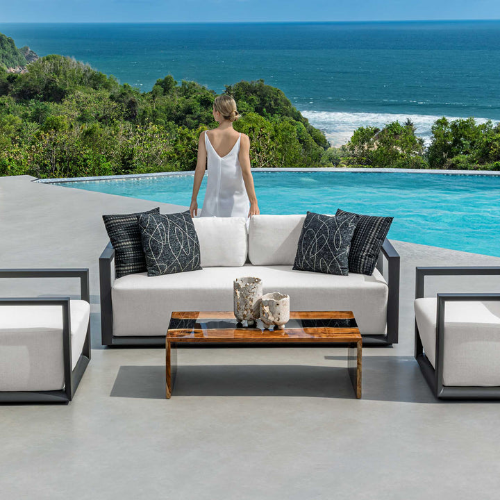 Remsen Outdoor Black/Oyster Sofa 