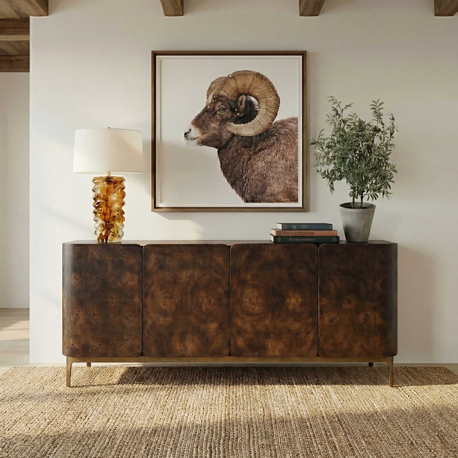 Melbourne Mappa Burl 4 Door Cabinet