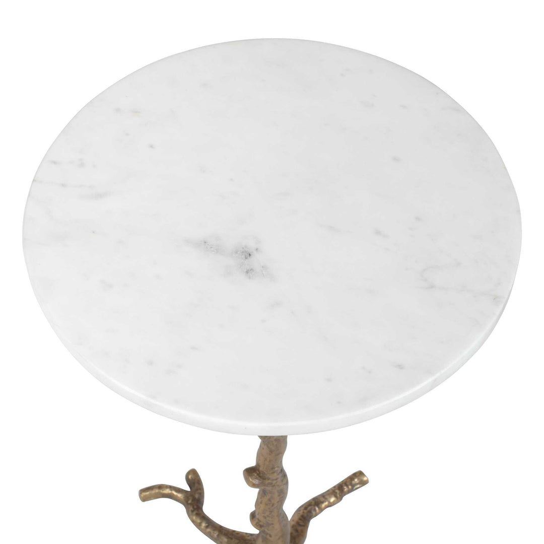 Calais White Marble Accent Table